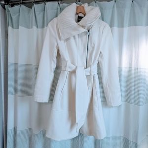 Express assymetrical white wool coat